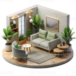 elegant abstract sustainable office interior lounge area cutout high resolution png